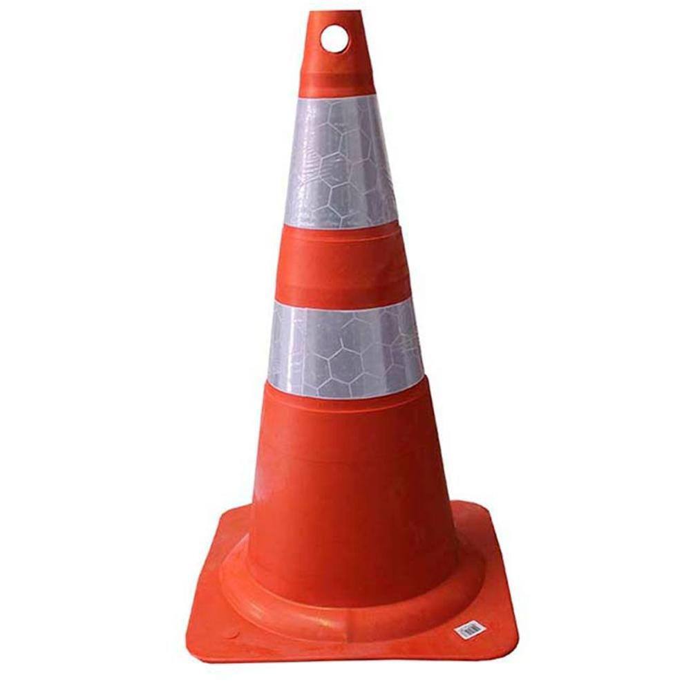 Kit 10 Cones Flexíveis Laranja e Branco de 50cm - Refletivo Borracha