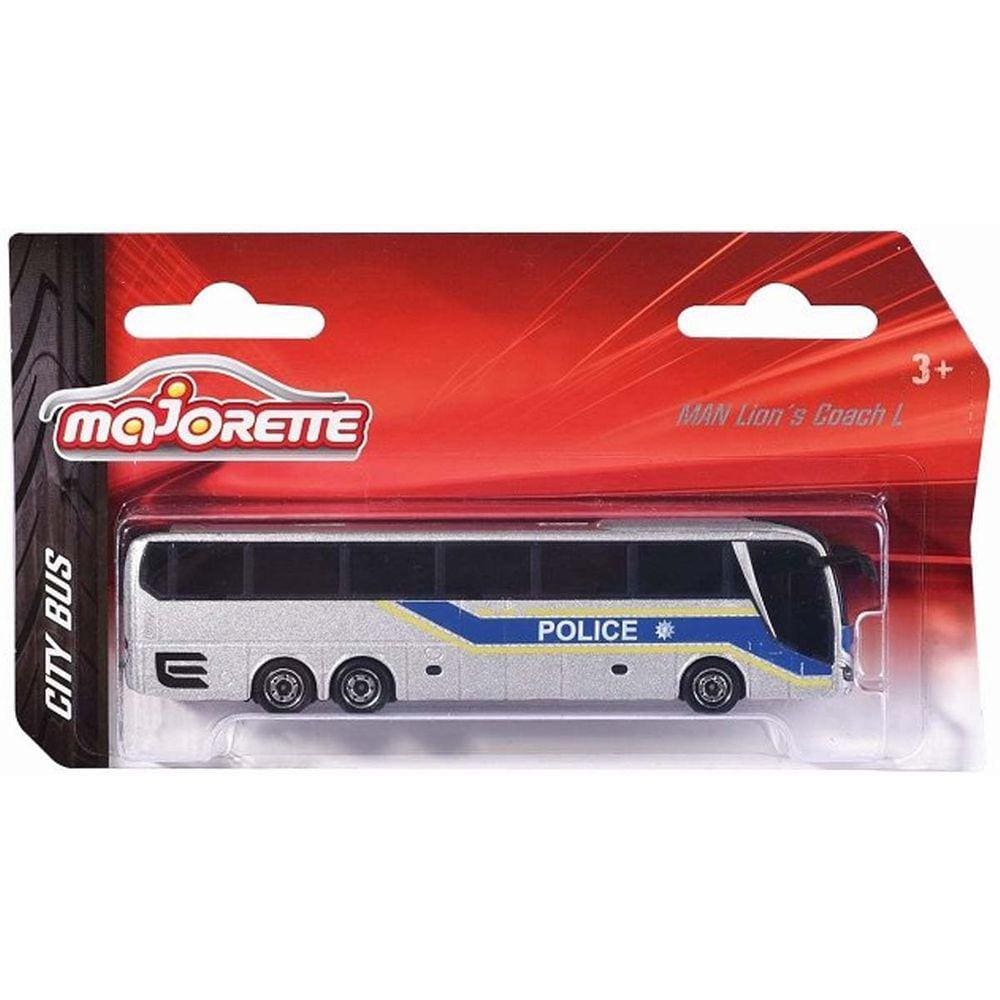 Miniatura Majorette City Bus Man Lion`s City Coach L Onibus 1/64 Policia Prata