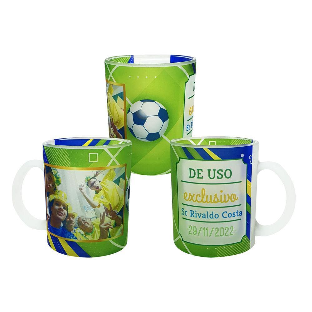 Caneca Vidro Personalizado Uso Exclusivo Campo de Futebol