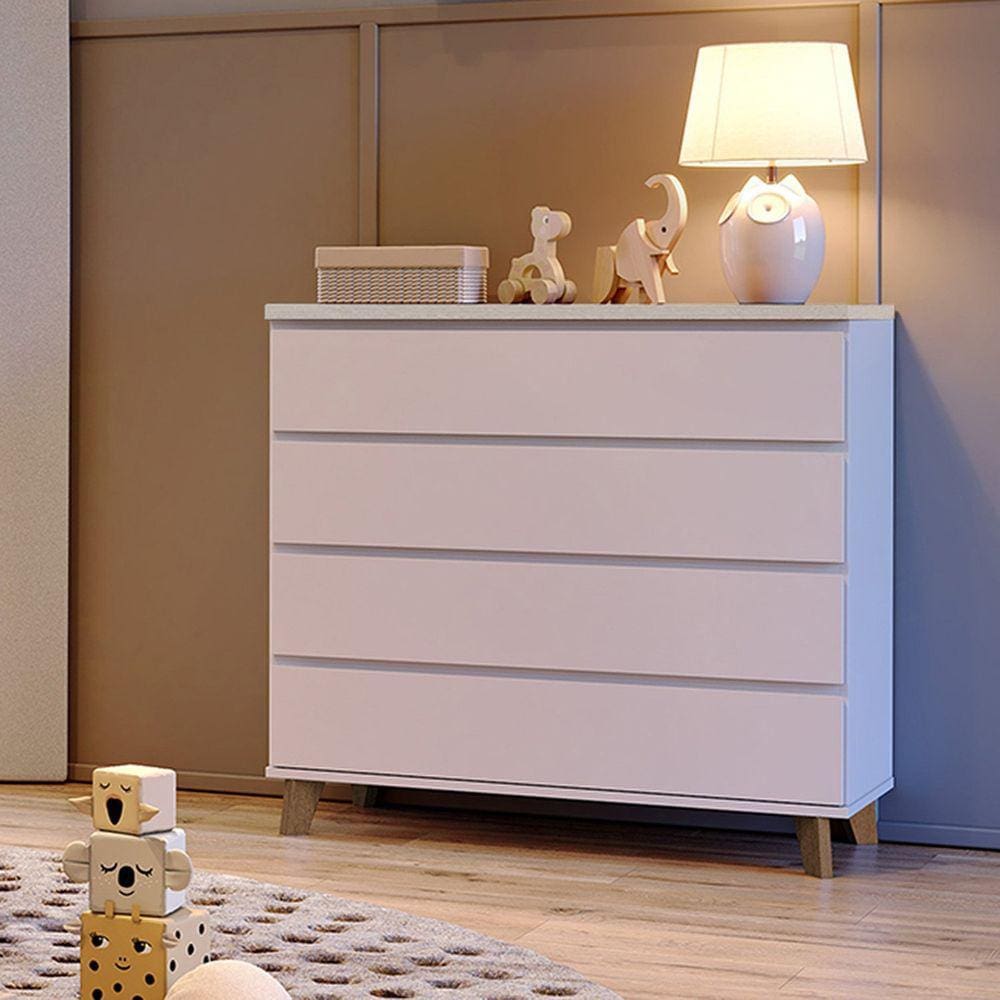 Cômoda Infantil Ninho 4 Gavetas 100 Cm Branco