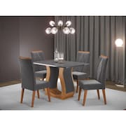Mesa de Jantar Retangular Nubia com 4 Cadeiras Vegas Mel/Cinza/Grafite
