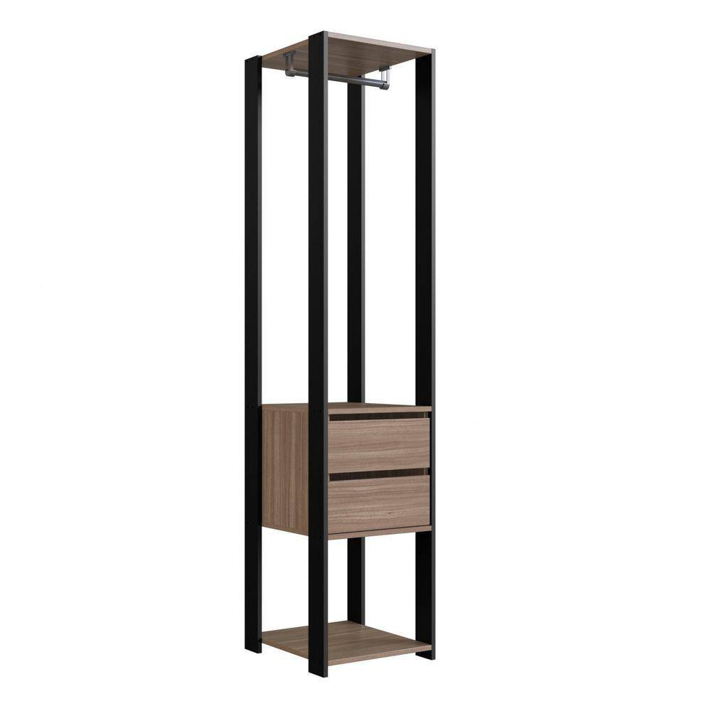 Módulo para Closet com Gavetas e Cabideiro 183x45x40cm Prodecor Preto/Montana