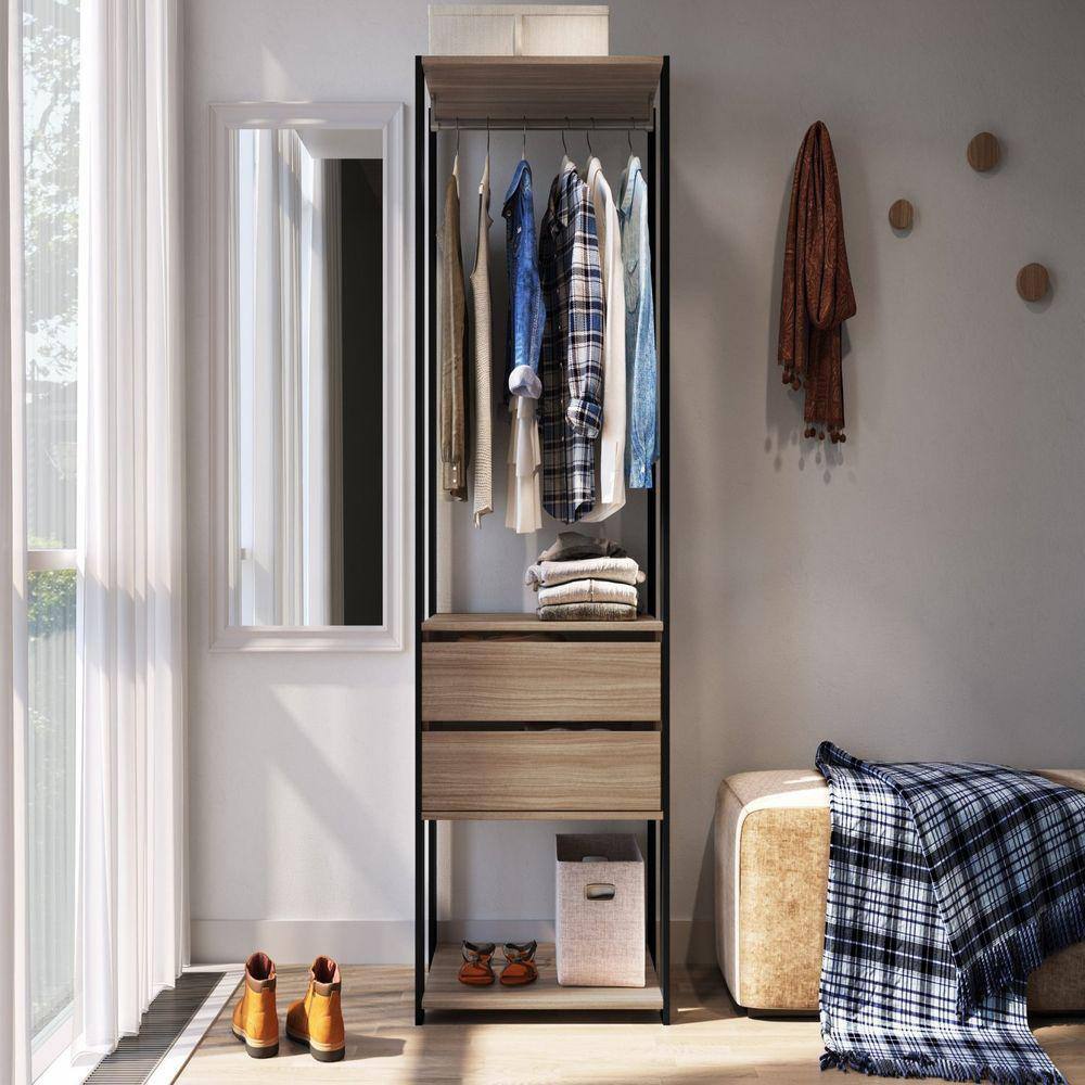 Módulo para Closet com Gavetas e Cabideiro 183x45x60cm Prodecor Preto/Montana