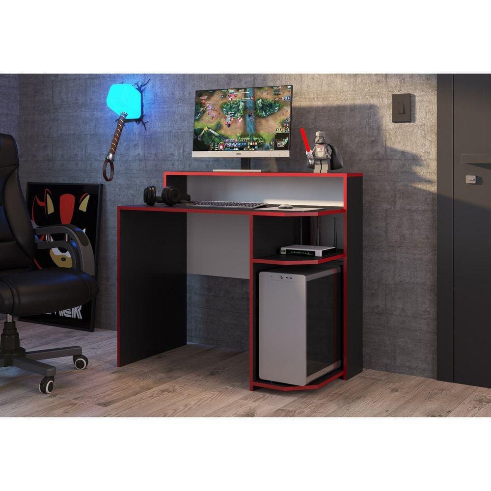 Mesa Gamer Escrivaninha 90cm Power Art in Móveis Preto
