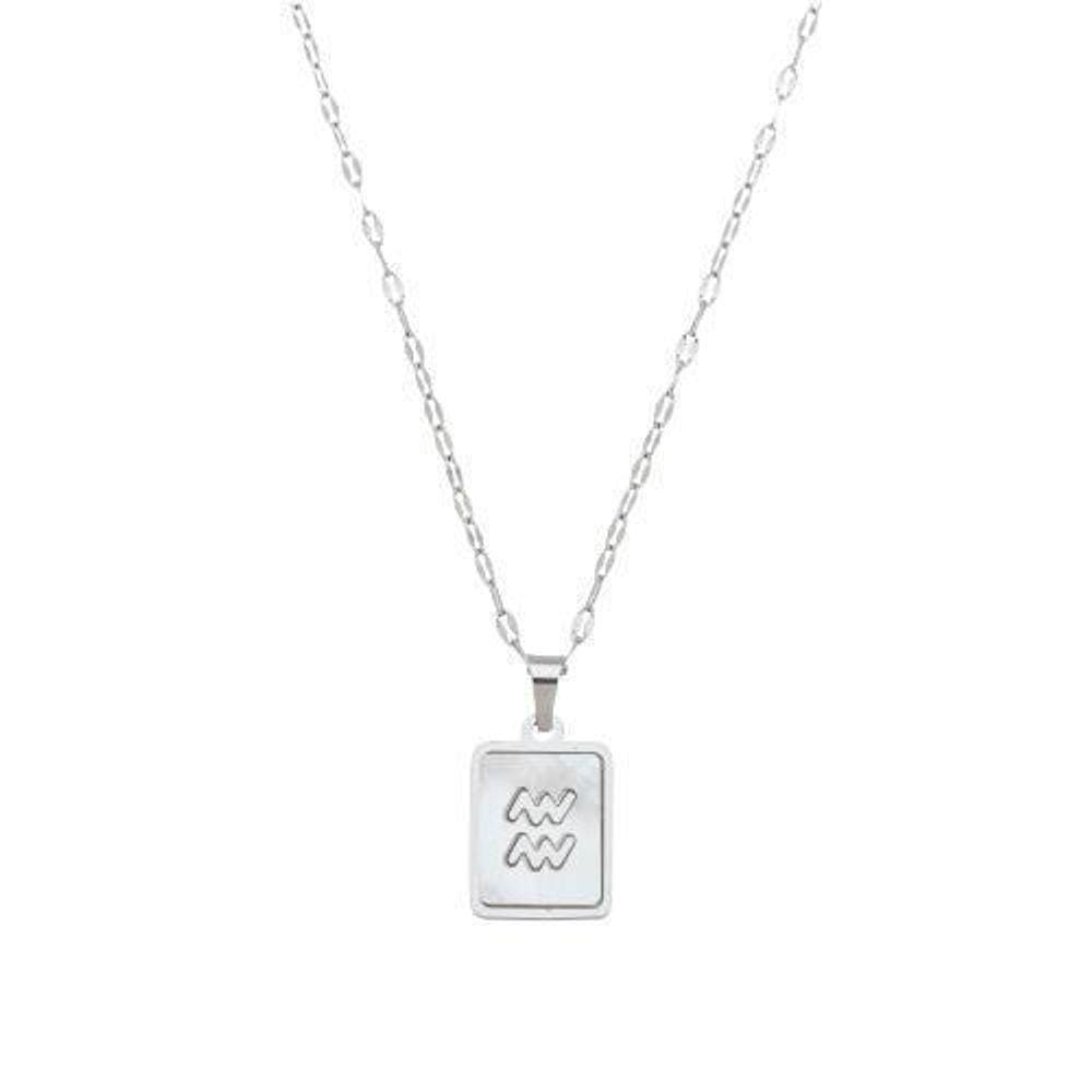 Colar Signo Madrepérola Corrente -Aço - Aquario