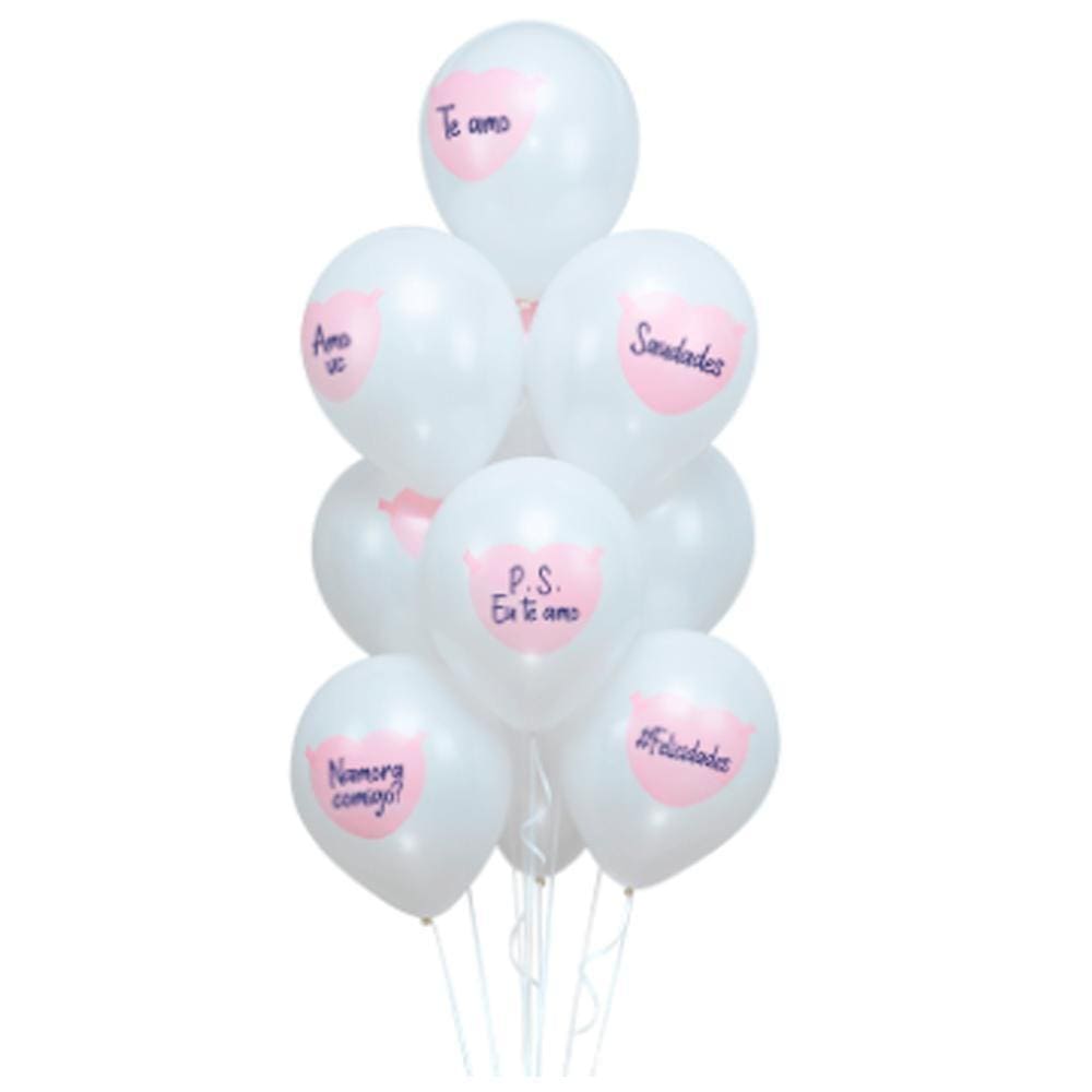 Balão Látex Com Mensagens De Coração 10`` 25Cm 10Un