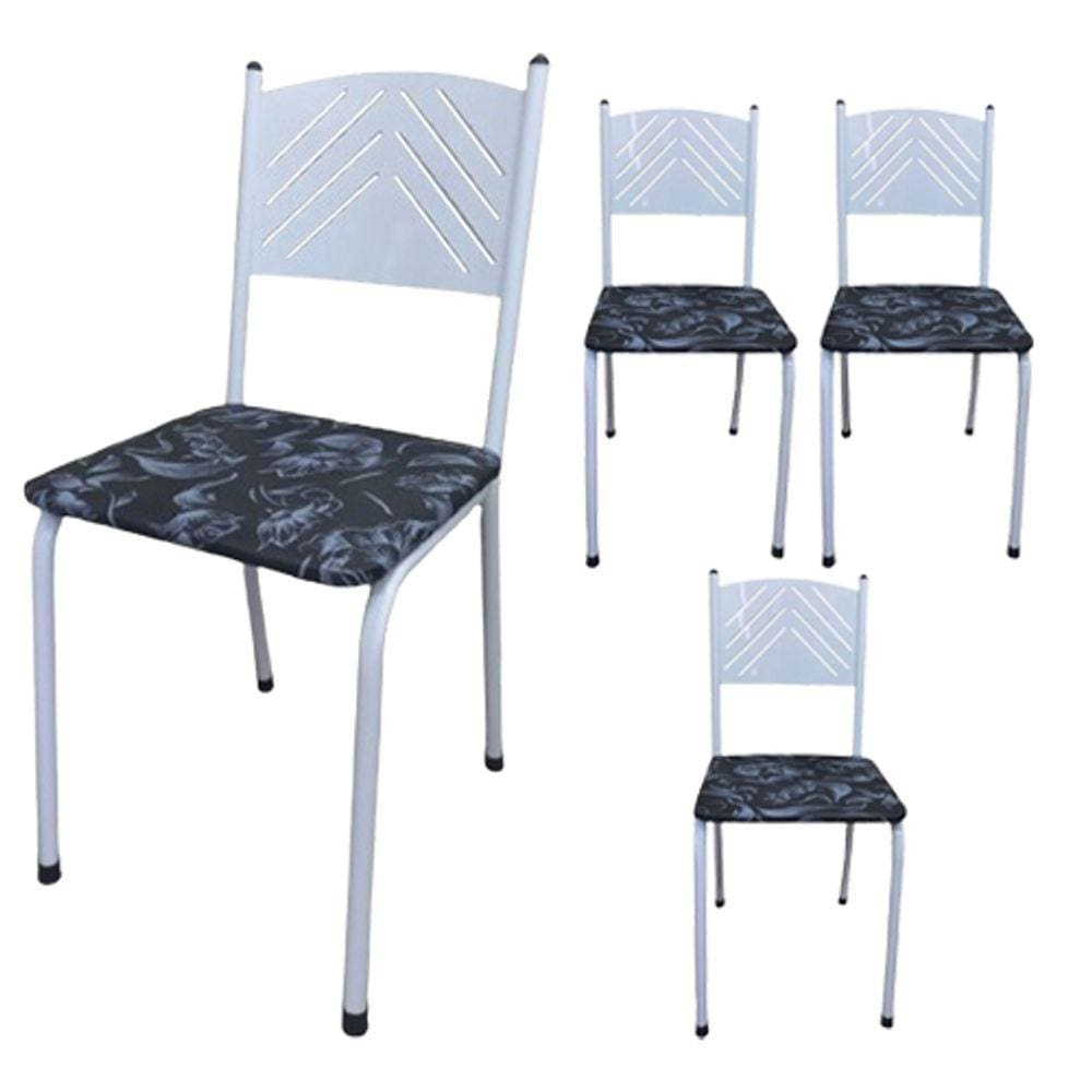 Kit 4 Cadeira de Cozinha Jantar Metal Tubular Almofadada