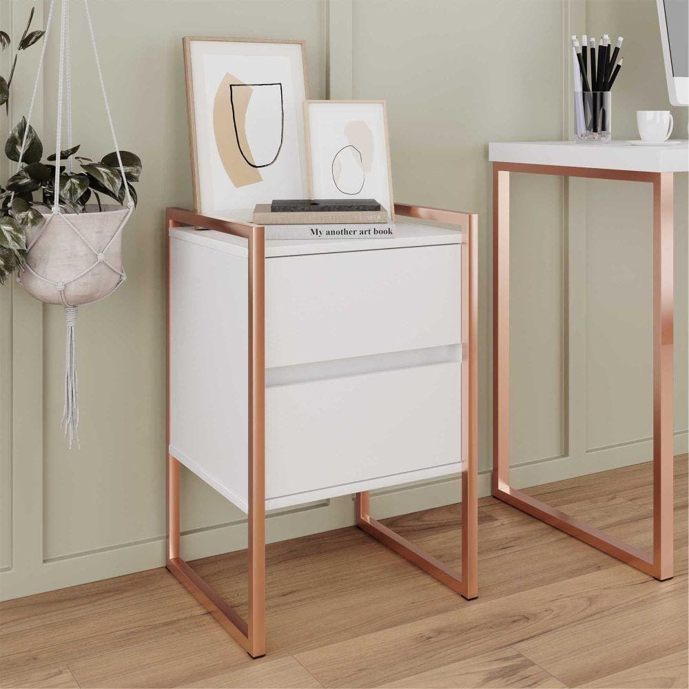 Gaveteiro Industrial com Gaveta Lelly Branco Cobre