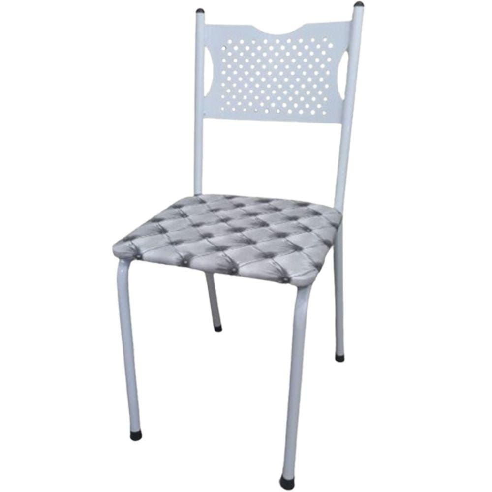 Cadeira para Cozinha MC Tubular Almofadada Estrutura Branca com Assento Captone