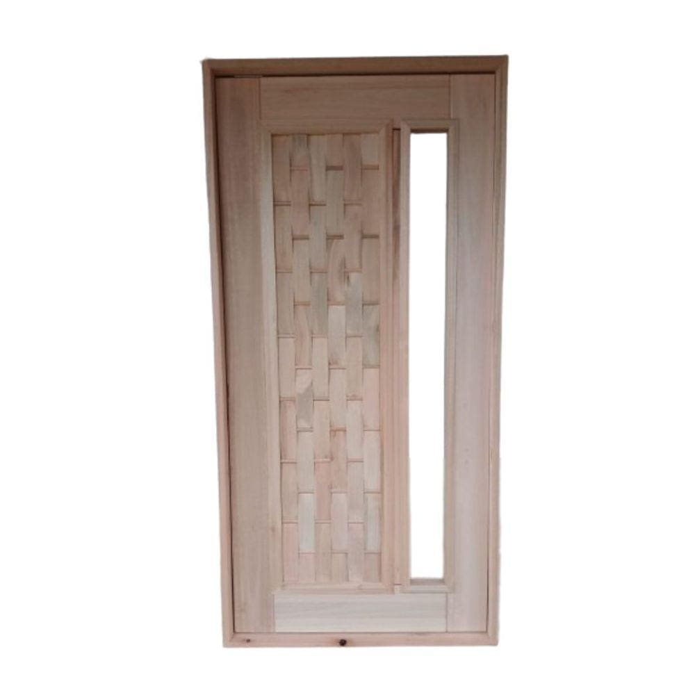 Porta Pivotante Couro C/ Visor Eucalipto 2,13x1,17