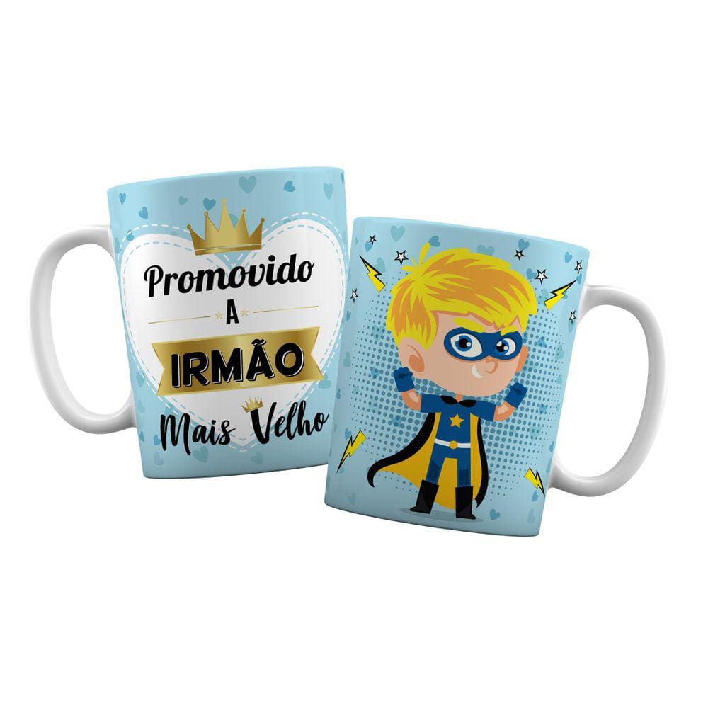 Caneca Branca Presente Promovido a Irmão Mais Velho Loiro