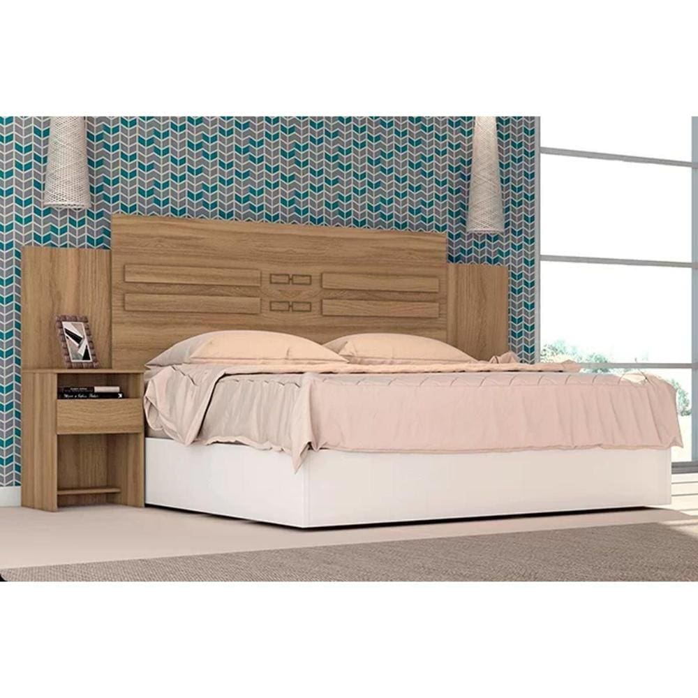 Cabeceira Cama Box Madeirado Casal Triunfo c/ 2 Gavetas Amêndola Touch - Demóbile