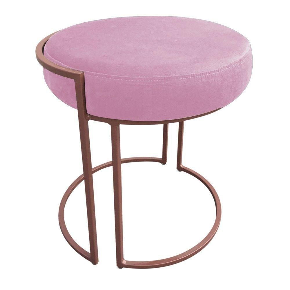 Puff Love Suede Base Cobre D\\`rossi Cor Rosa Bebê