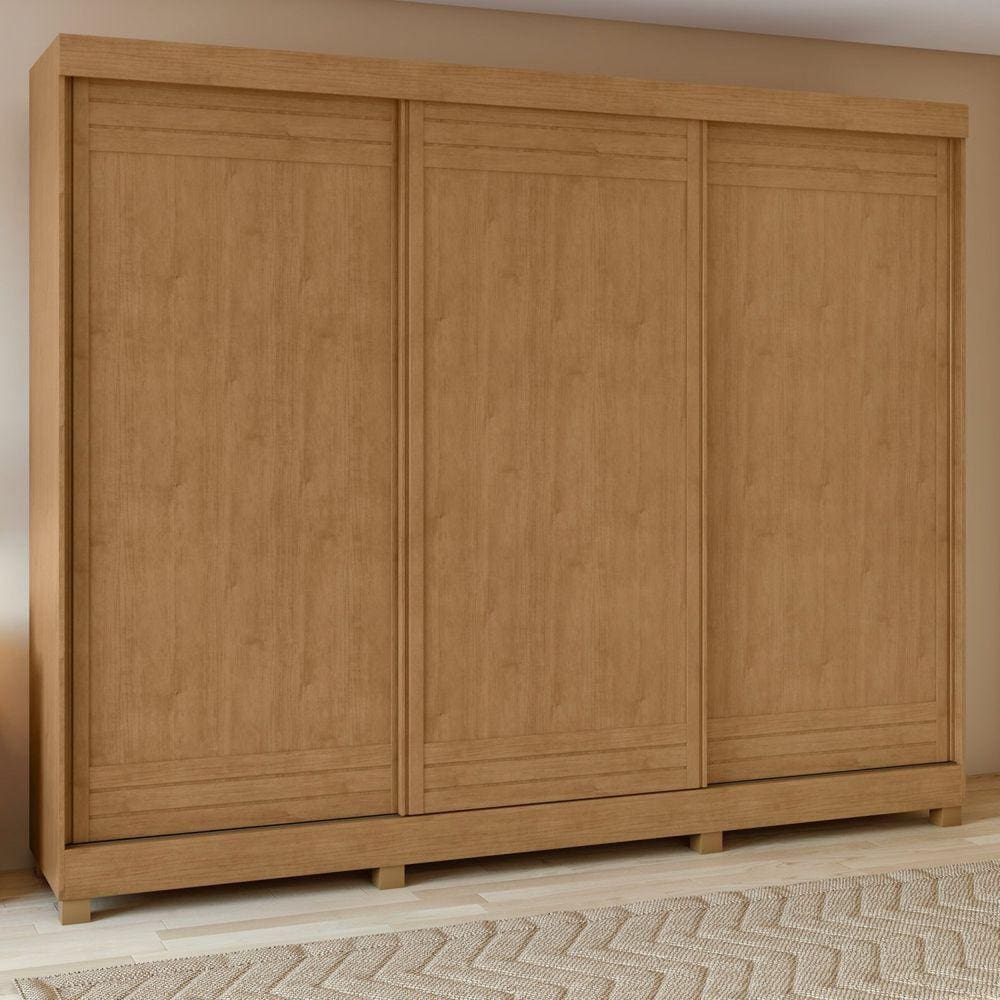 Guarda-roupa 3 Portas 4 Gavetas Nice com Pés Amêndoa Clean/Off White