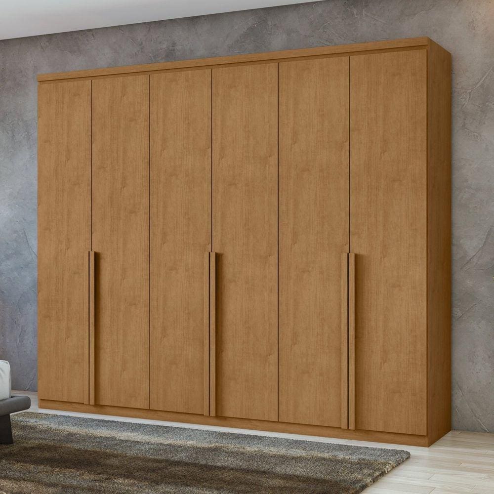 Guarda-Roupa 6 Portas 4 Gavetas 100% MDF Alonzo Amêndoa Clean