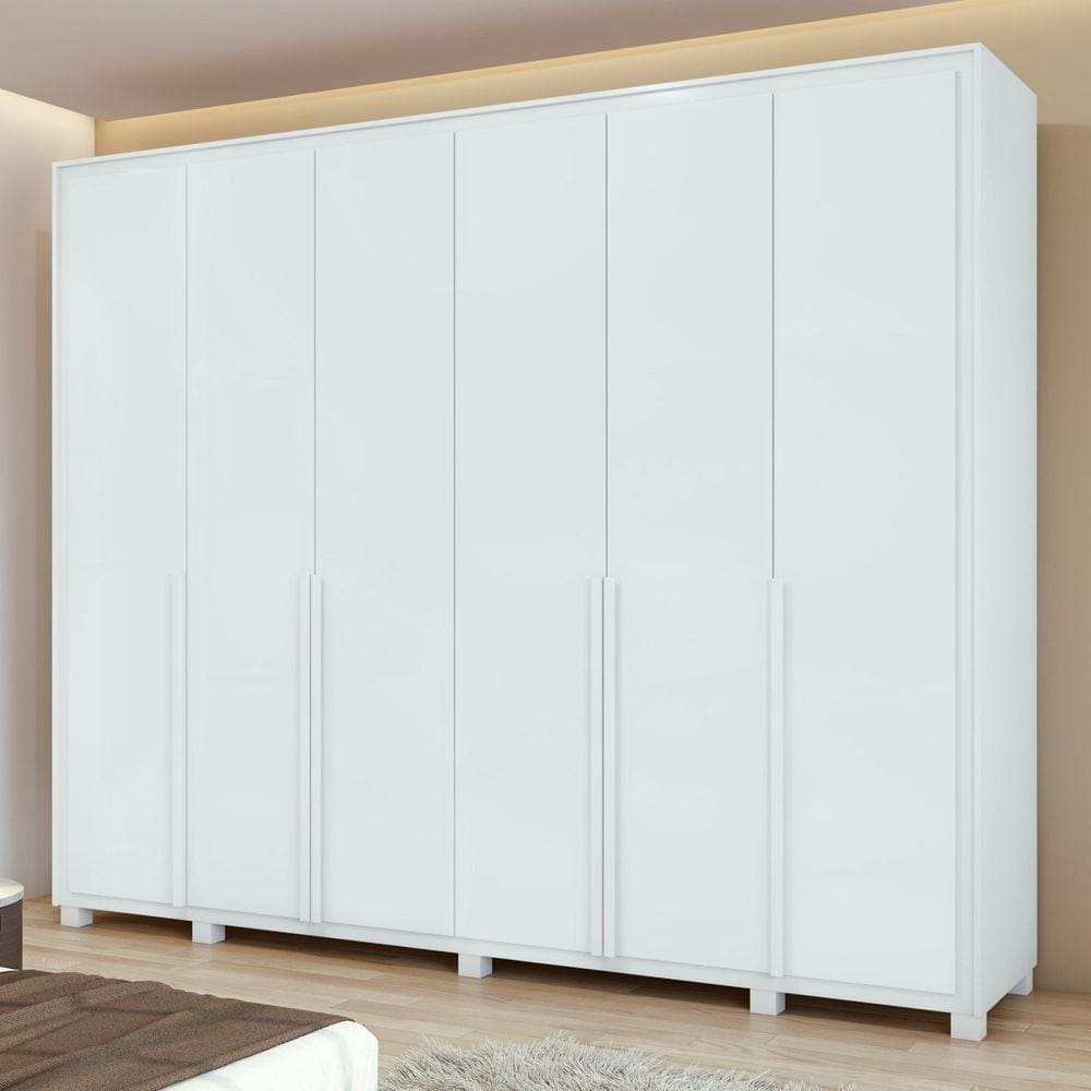 Guarda-Roupa 6 Portas 6 Gavetas 100% MDF Imperatore com Pés Branco