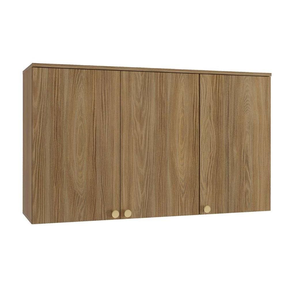 Armário Aéreo p/ Cozinha Botanic M634 c/3 Portas 120cm Nogueira - Kappesberg