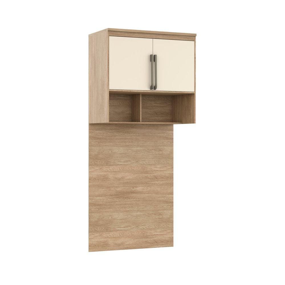 Módulo Aéreo para Cama de Solteiro com Painel Belmax Carvalho/Off White