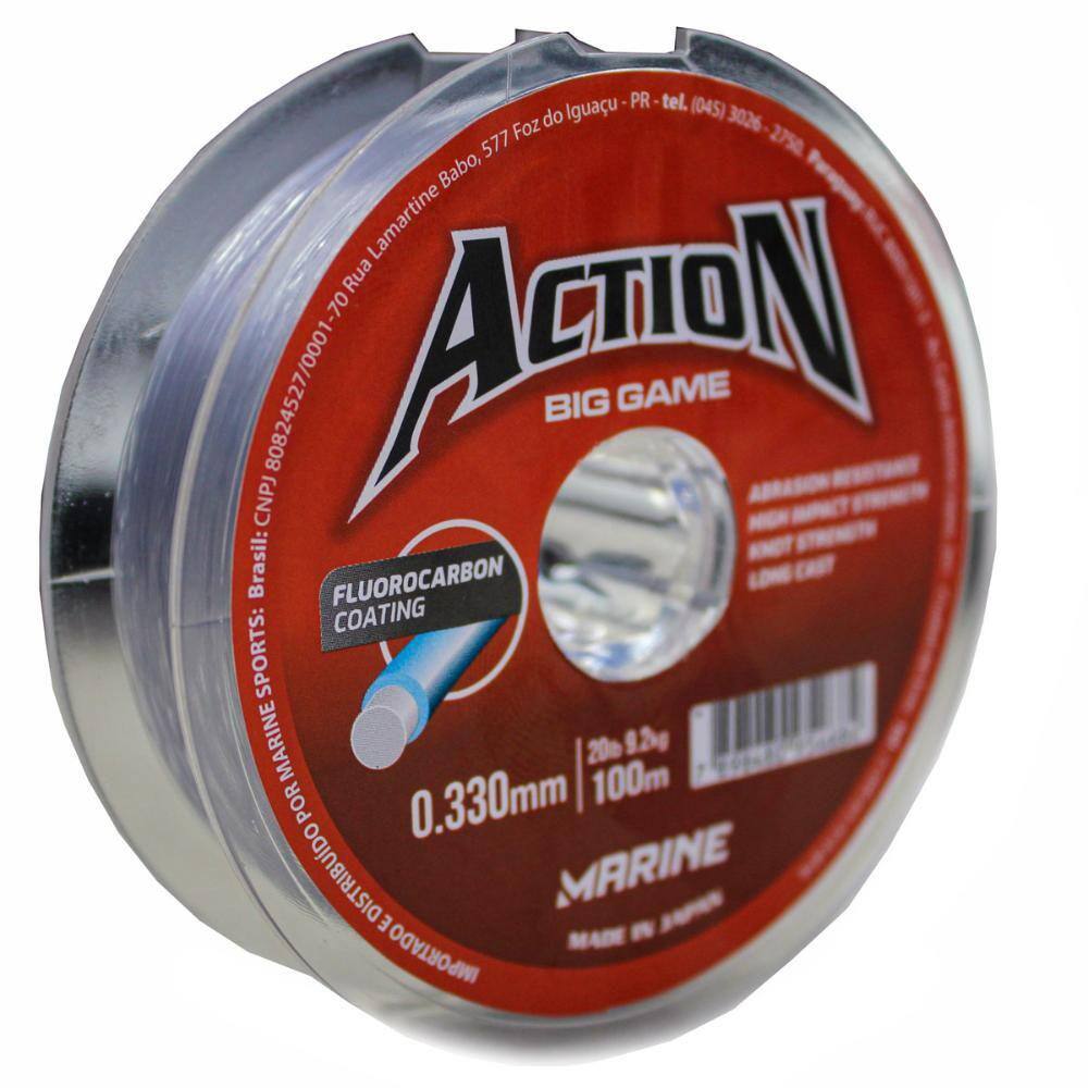 Linha para Pesca Action Big Game 0,33mm com 100 metros Cinza
