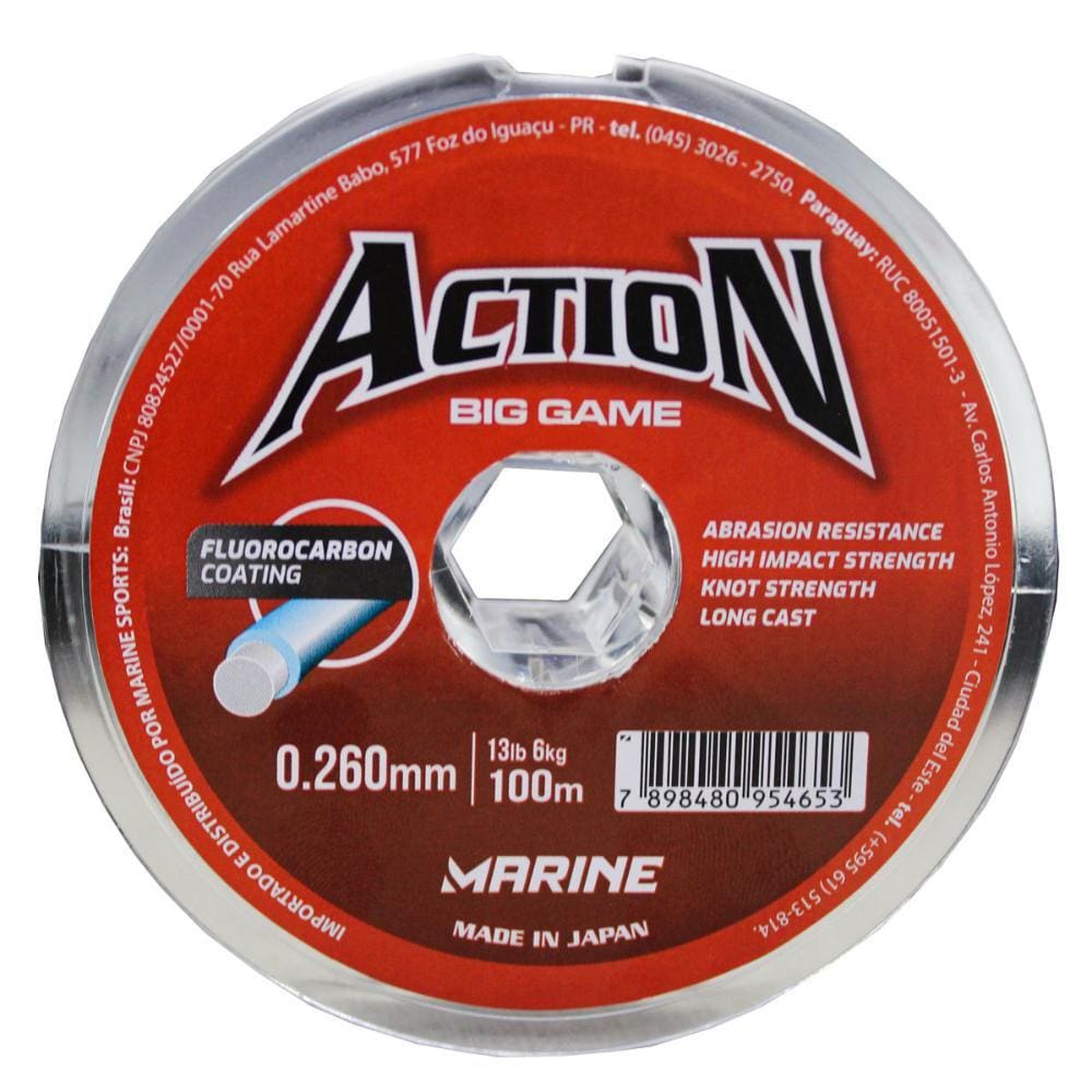 Linha para Pesca Action Big Game 0,26mm com 100 metros Cinza