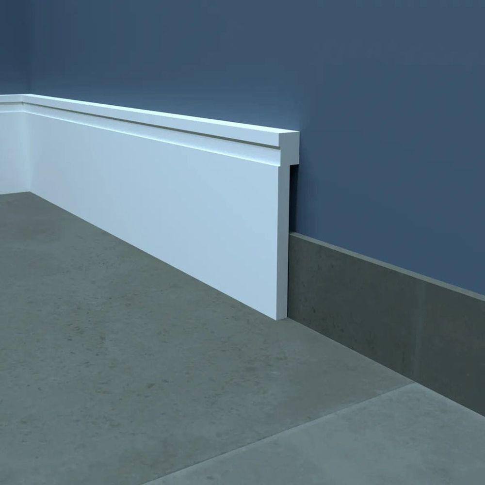 Rodape De Eva Flexível Sem Cola Branco Sobrepor 15Cm X 2,0Cm Rp16 5M