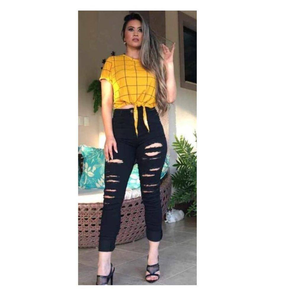 Calça Fem Golpe Fatal Deluxe Rasg Preta - 00064