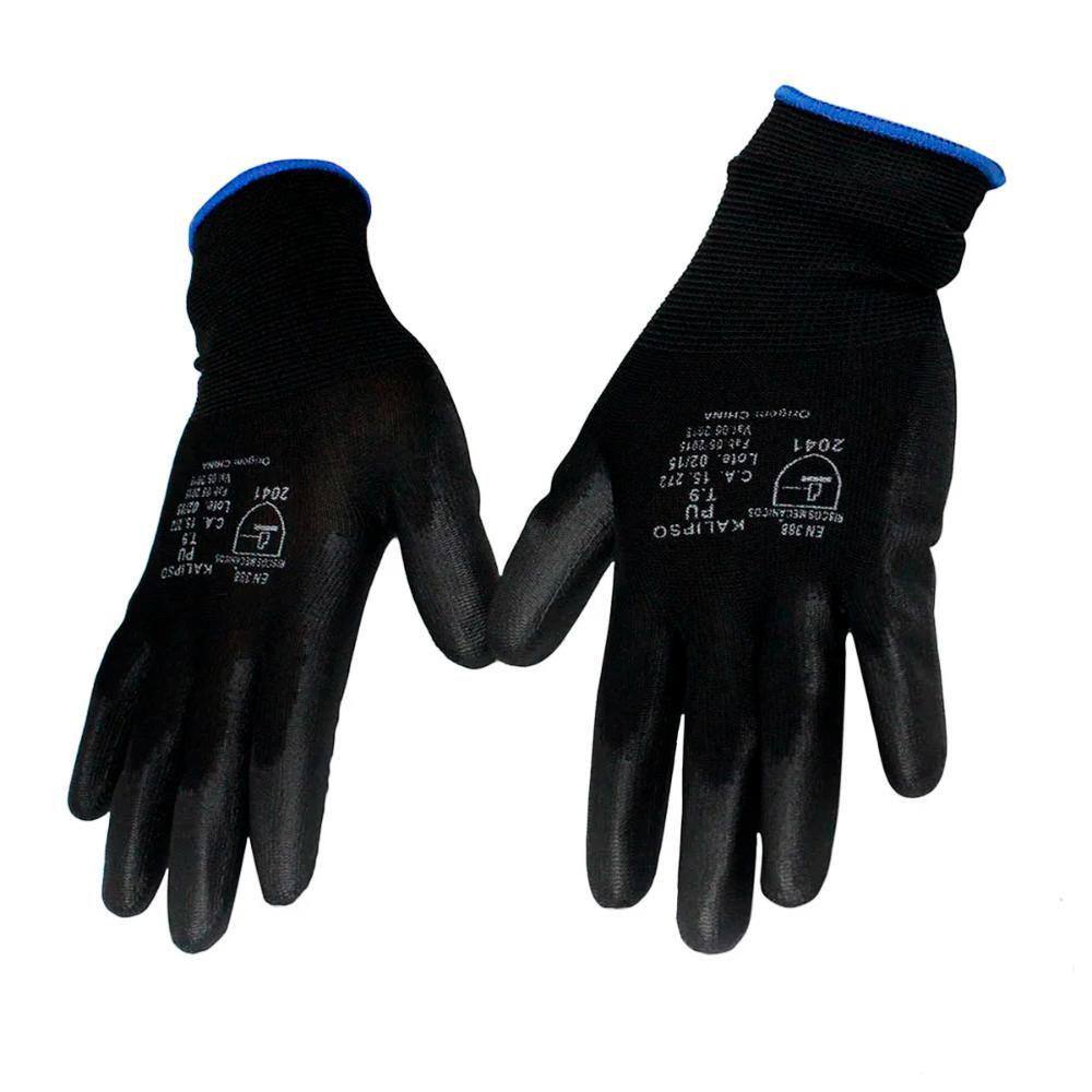 Luva de Segurança Preta PU T-7 Tamanho P Kalipso