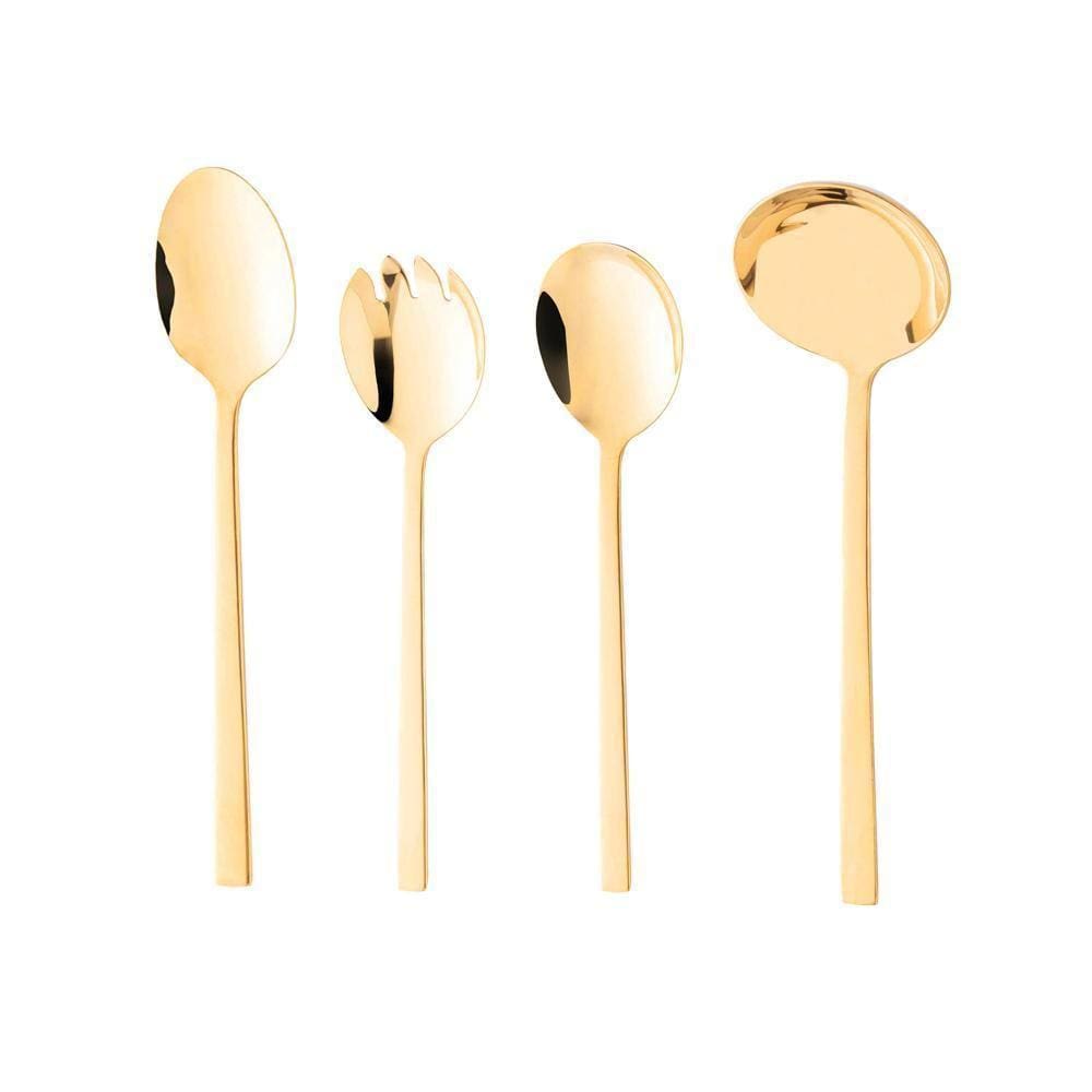4 Talheres Wolff Firenze De Aço Inox Para Servir Dourado