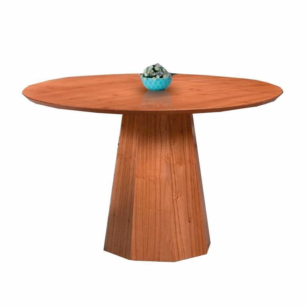 Mesa De Jantar Lisboa Tampo Redondo Em Mdf Laminado 1,35 M