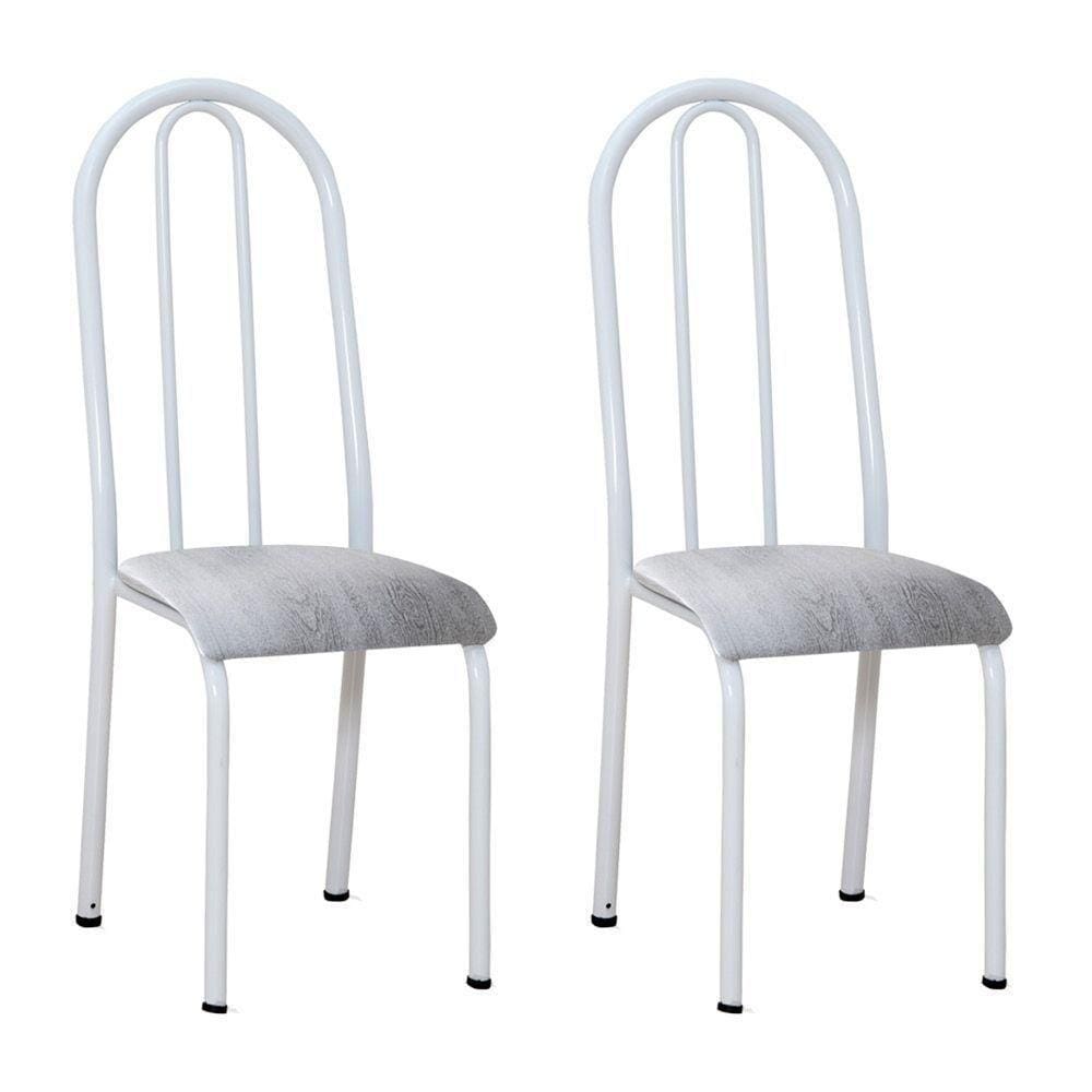 Kit 2 Cadeiras De Cozinha Flórida Estampado Prata Pés De Ferro Branco - Pallazio