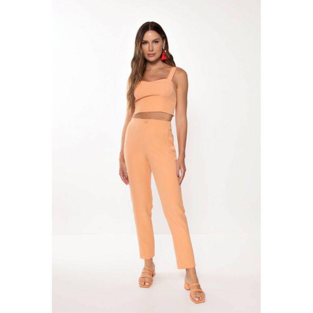 Top Cropped Justo Manga Curta Flor De Lis Feminino