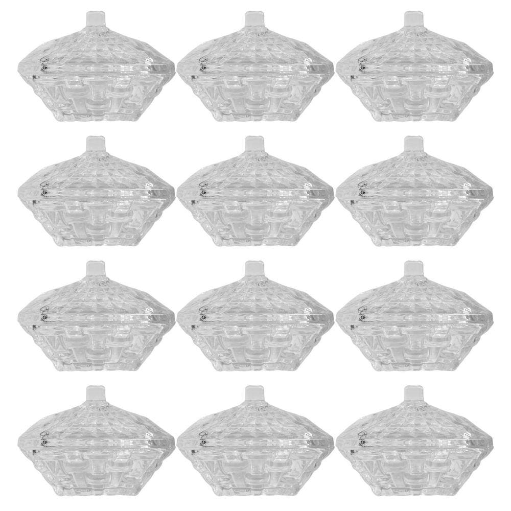 Kit 12 Potiche Mini Bomboniere De Vidro Lembrancinha C/Tampa