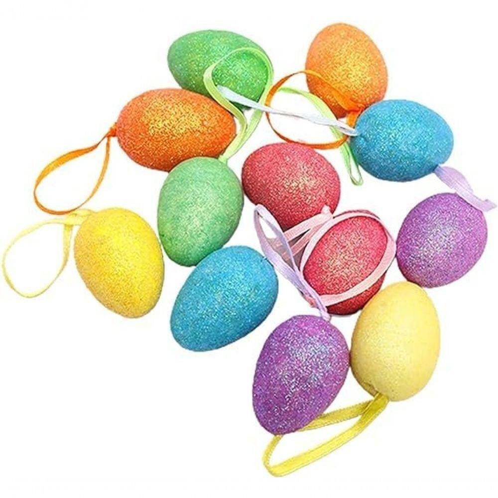 Enfeite Decorativo Páscoa 18 Ovos Pendentes Coloridos