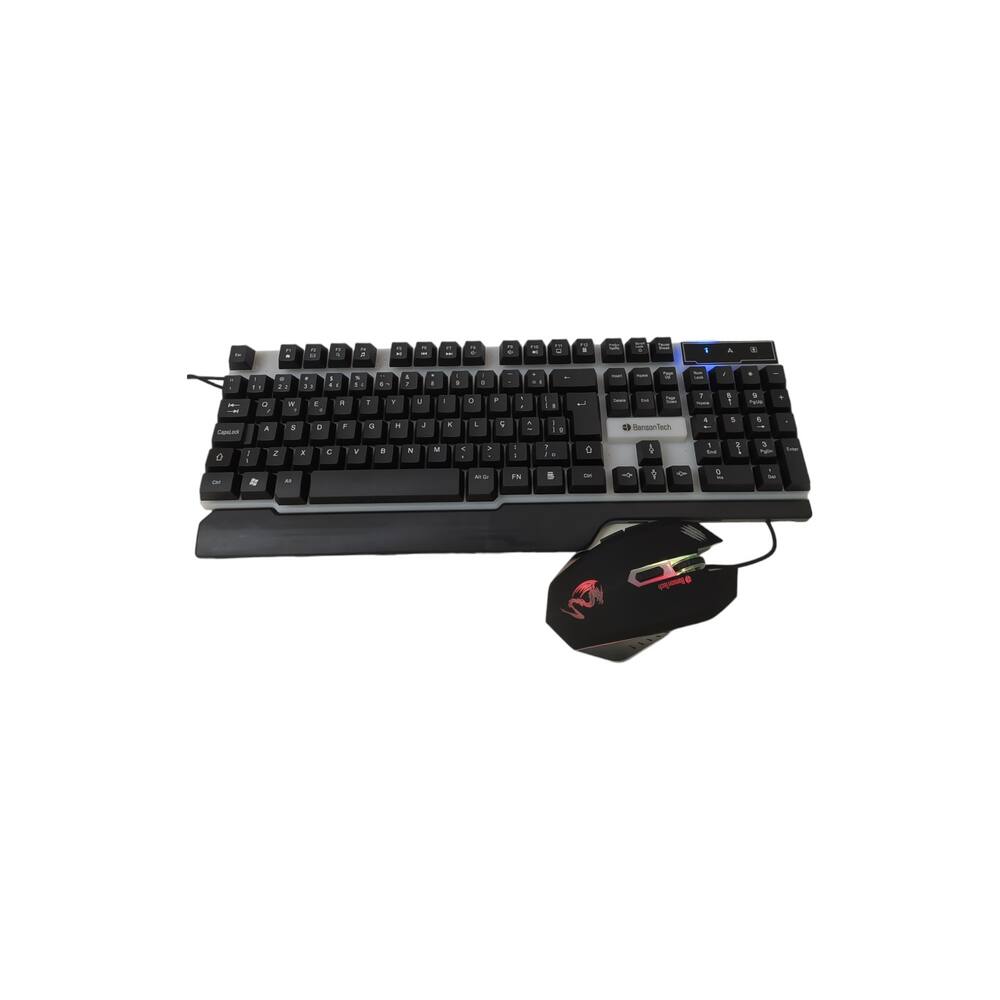 Kit Teclado E Mouse Led Gamer Com Fio - Jogos Retroiluminado