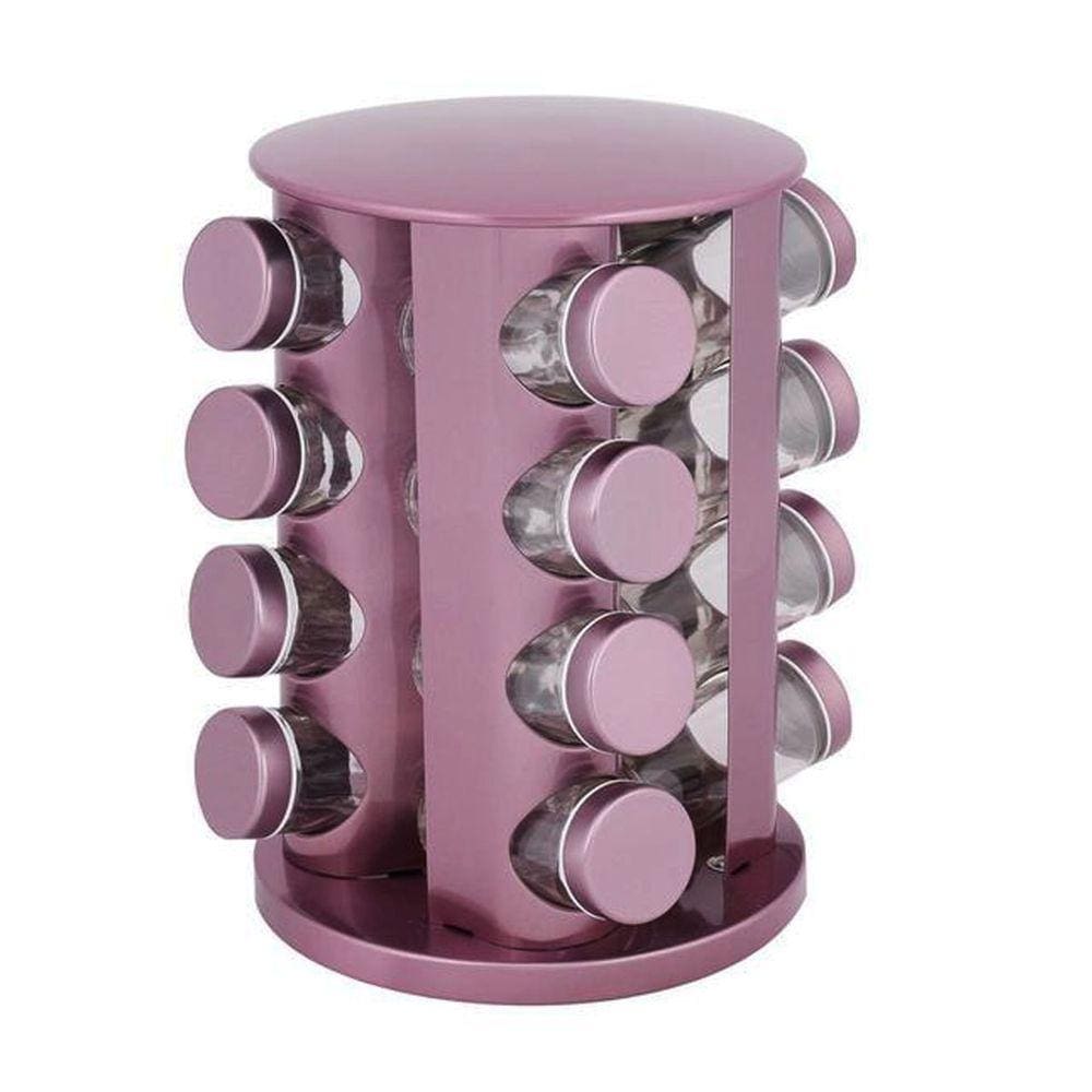 Porta Condimento Inox C/Base Giratório 16 peças Lilás