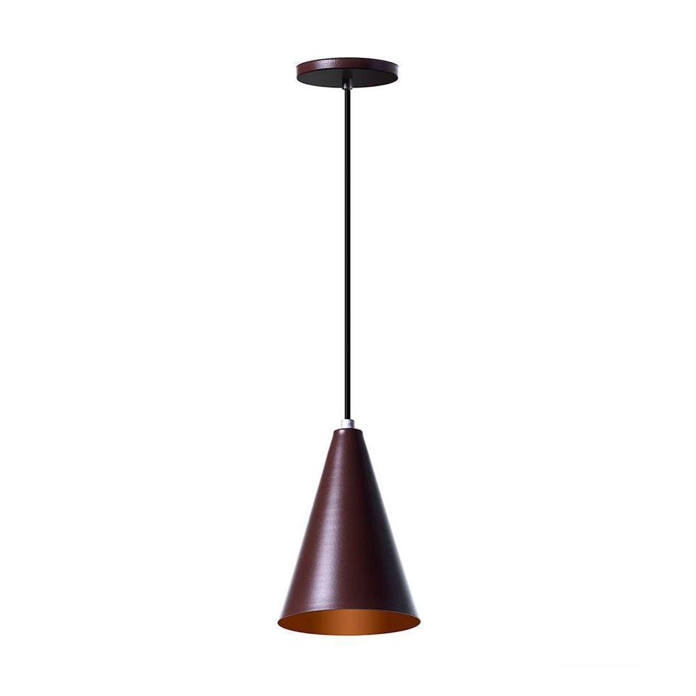 Lustre Pendente Cone P Em Alumínio Marrom 30Cm