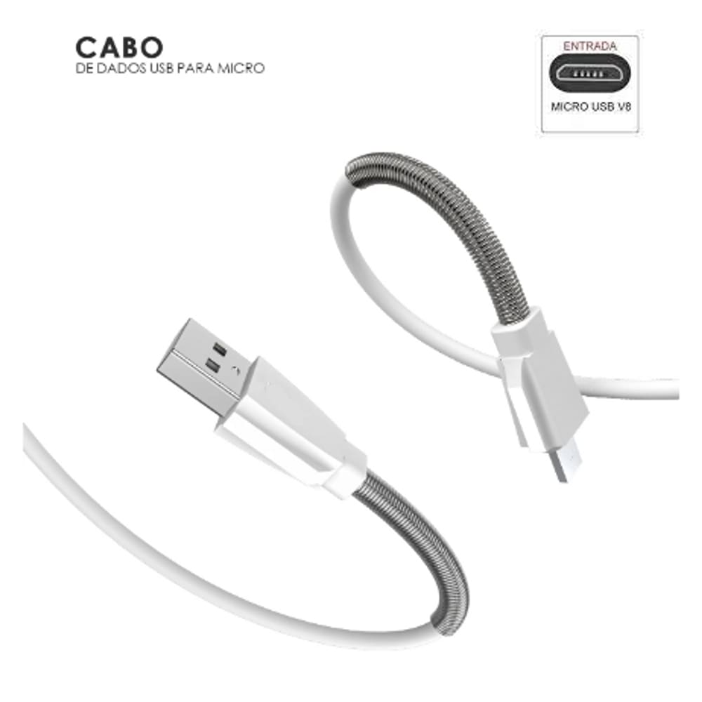 Cabo de Dados Resistente Micro Usb V8 2 Metros 3.1A Carga Rápida