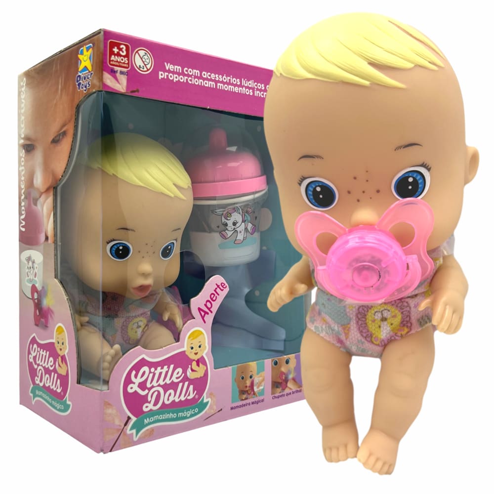 Boneca Little Dolls Mamazinho Magico Chupeta Que Brilha Brinquedo Bebê Divertoys