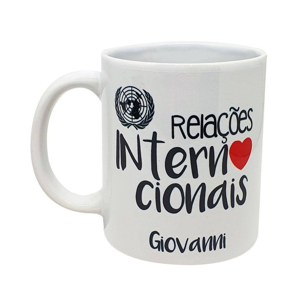Caneca Branca Profissão Carreira Relações Internacionais