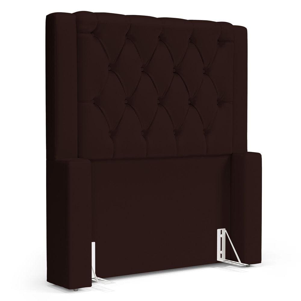 Cabeceira Cama Box Solteiro Atena 110cm Capitonê com Frame Sintético Marrom - Desk Design
