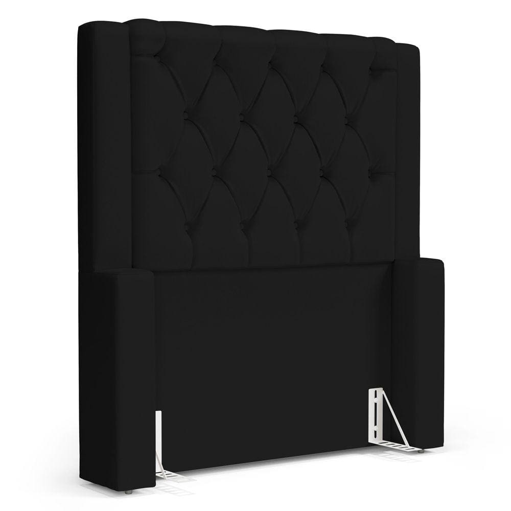 Cabeceira Cama Box Solteiro Atena 110cm Capitonê com Frame Sintético Preto - Desk Design