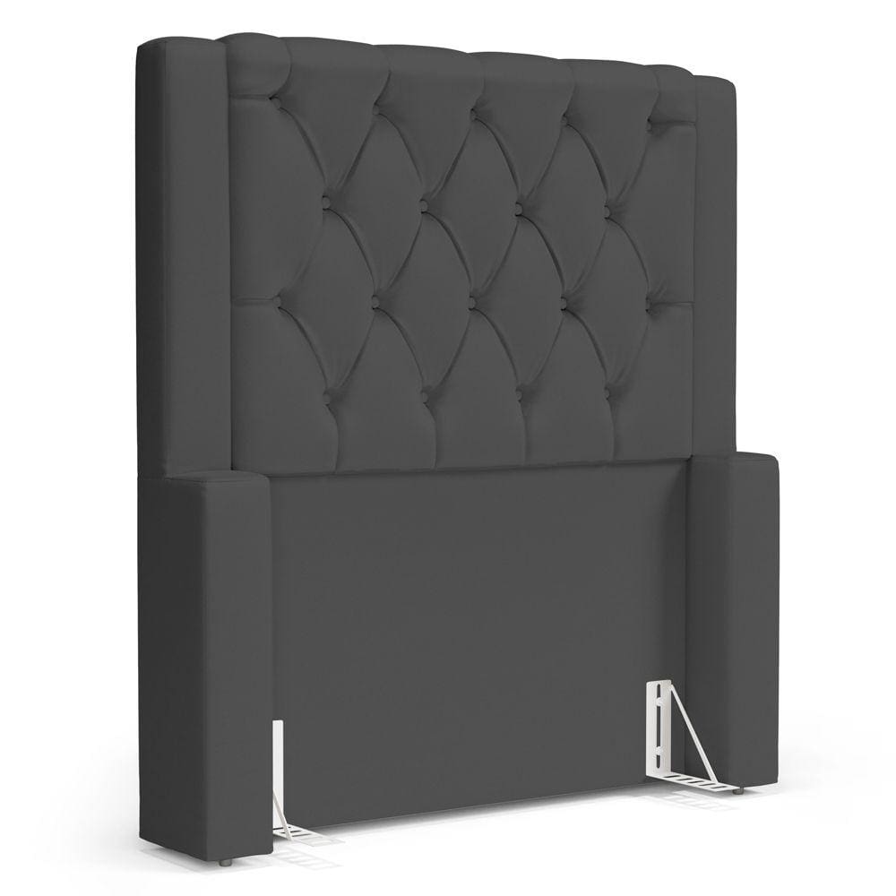 Cabeceira Cama Box Solteiro Atena 110cm Capitonê com Frame Suede Cinza - Desk Design