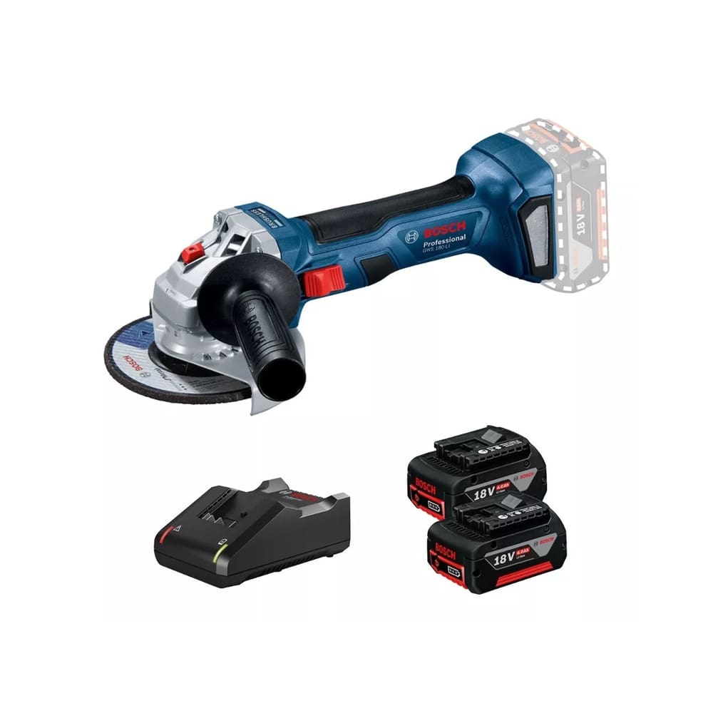 Esmerilhadeira Angular à bateria Profissional Bosch GWS 180-LI Brushless 18V SB 700W Com 2 Baterias