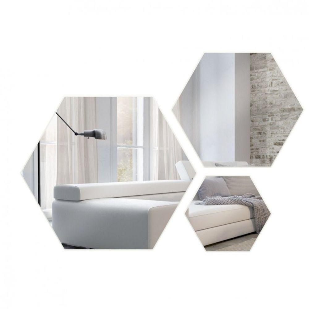 Espelhos Kit 3 Painéis Espelhados Hexagonais Decorativos Basic ES13 Off White - Dalla Costa