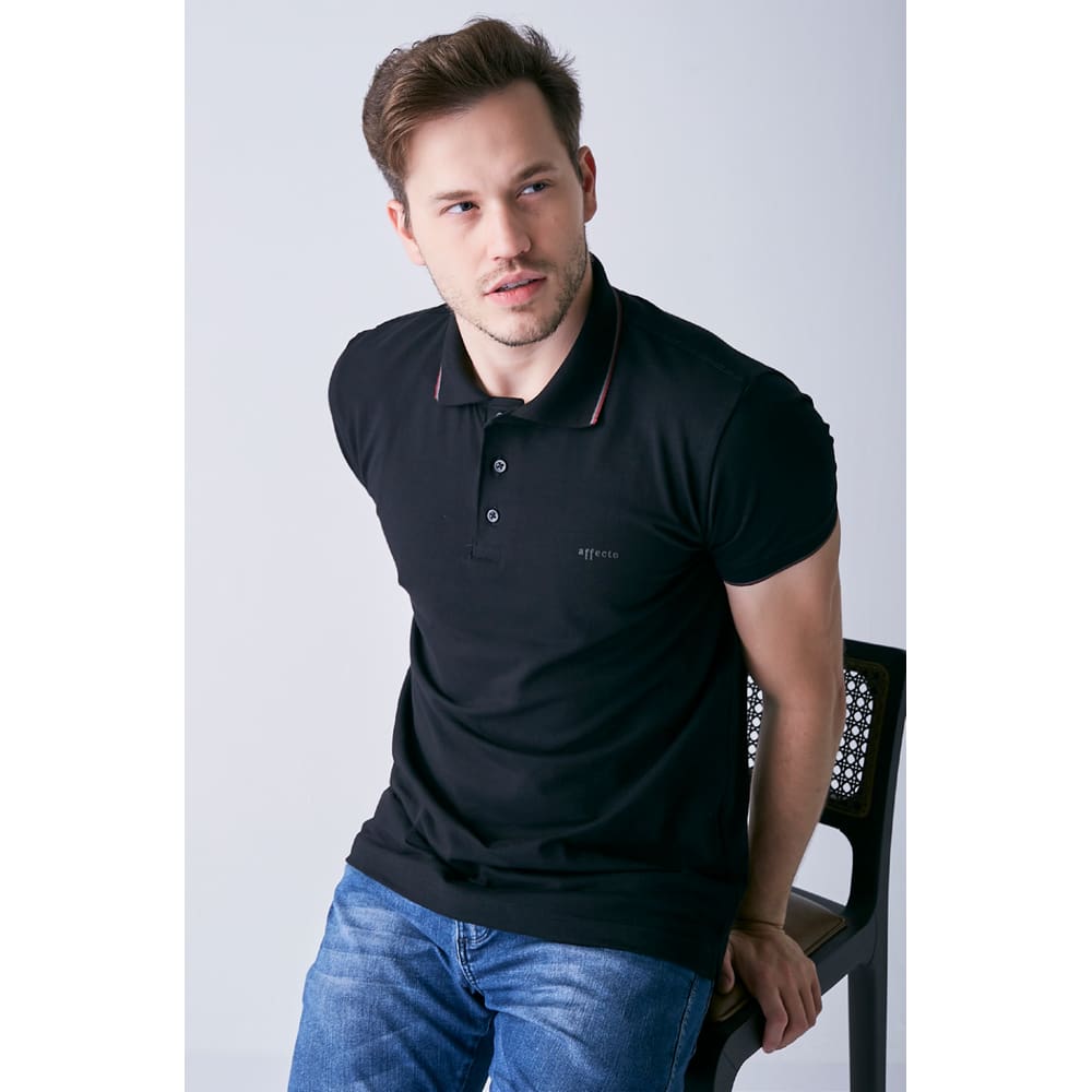 Camisa Polo Cotton algodão Preta Affecto 80004P