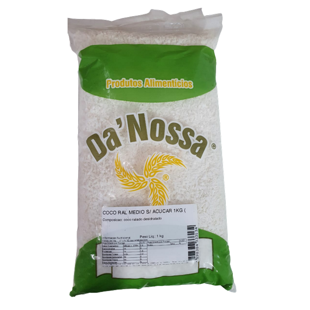Coco Ralado Médio Sem Açúcar 1kg - Cunhapan