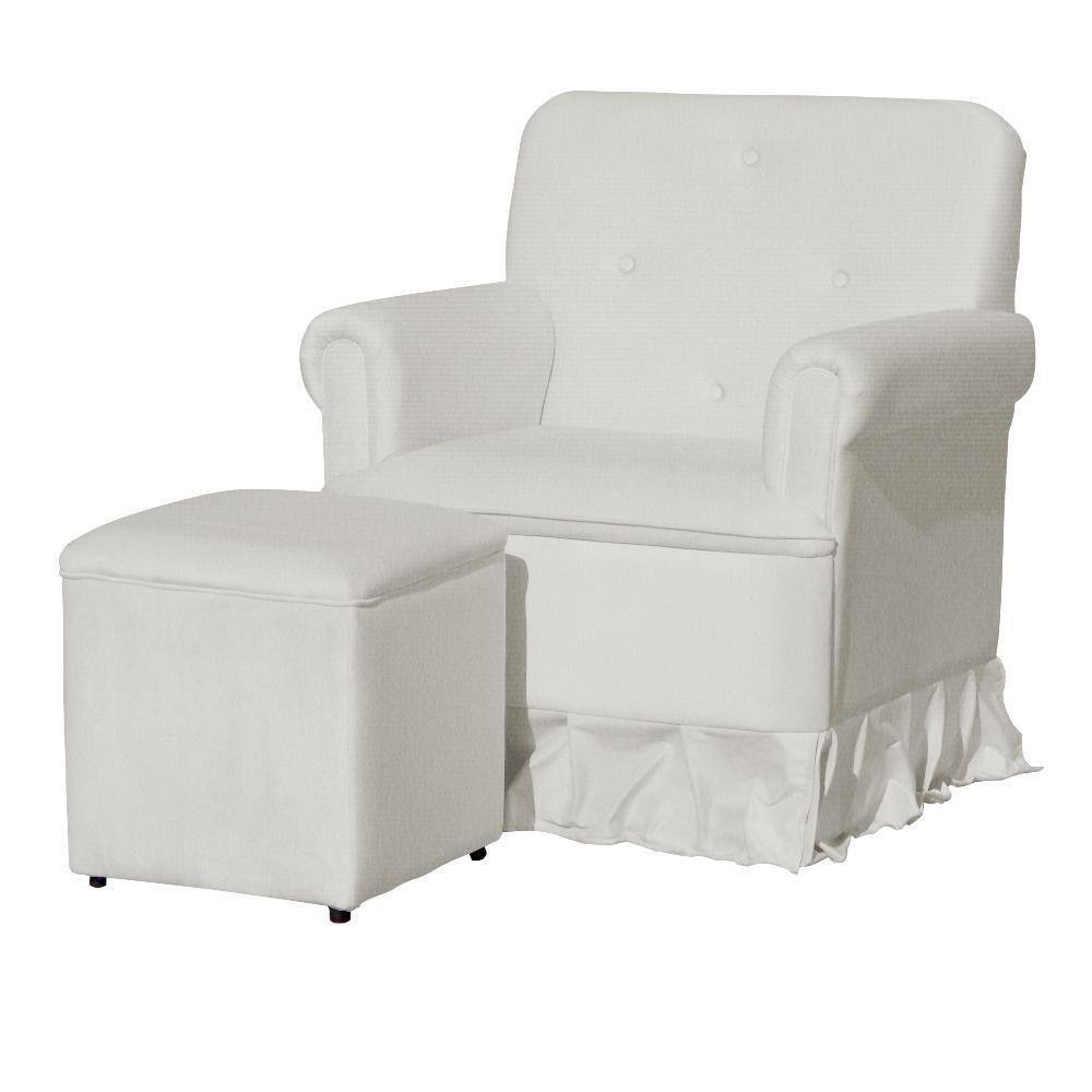 Poltrona Amamentação Com Puff Laura Suede Bege - LM DECOR