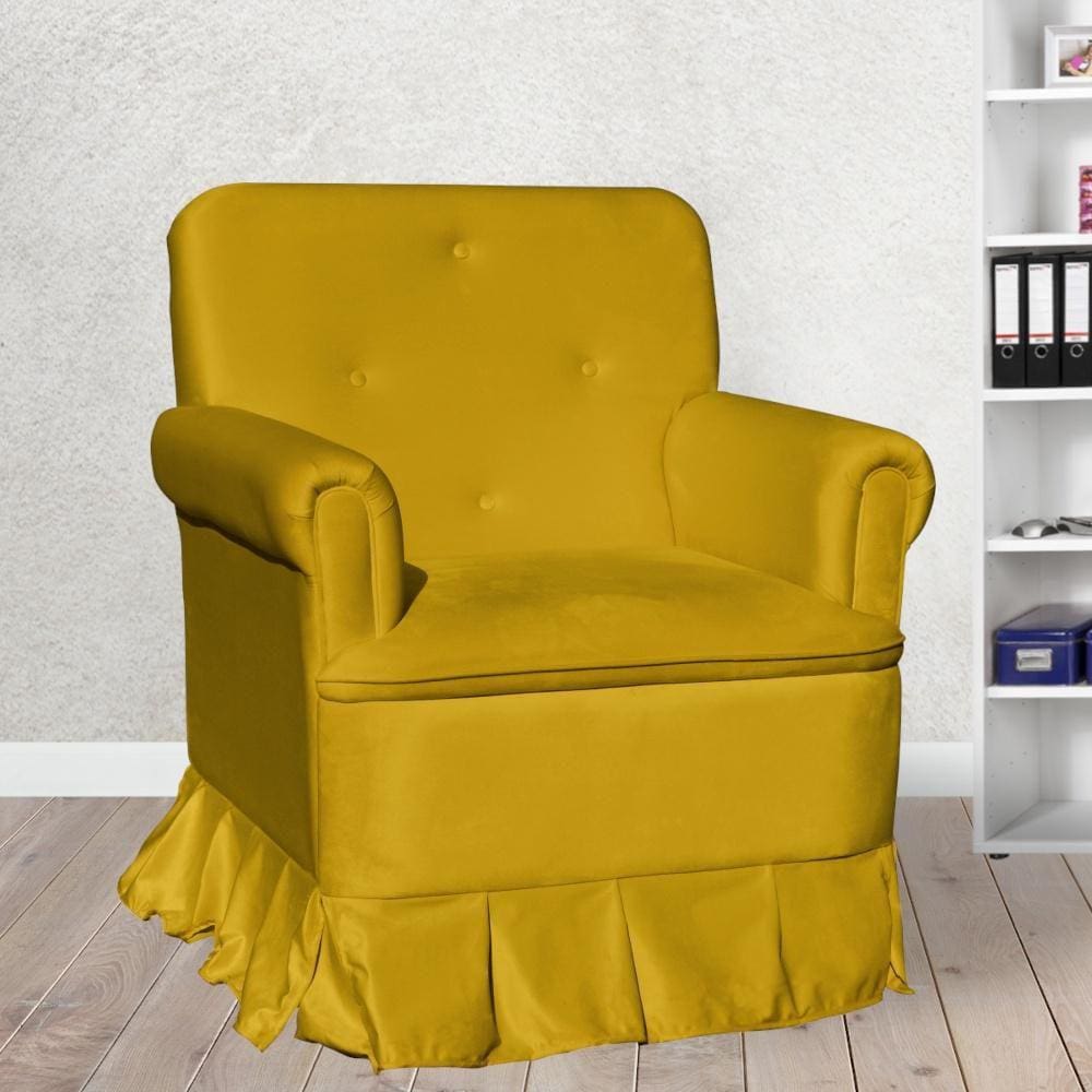 Poltrona Amamentação Laura Veludo Mostarda - LM DECOR