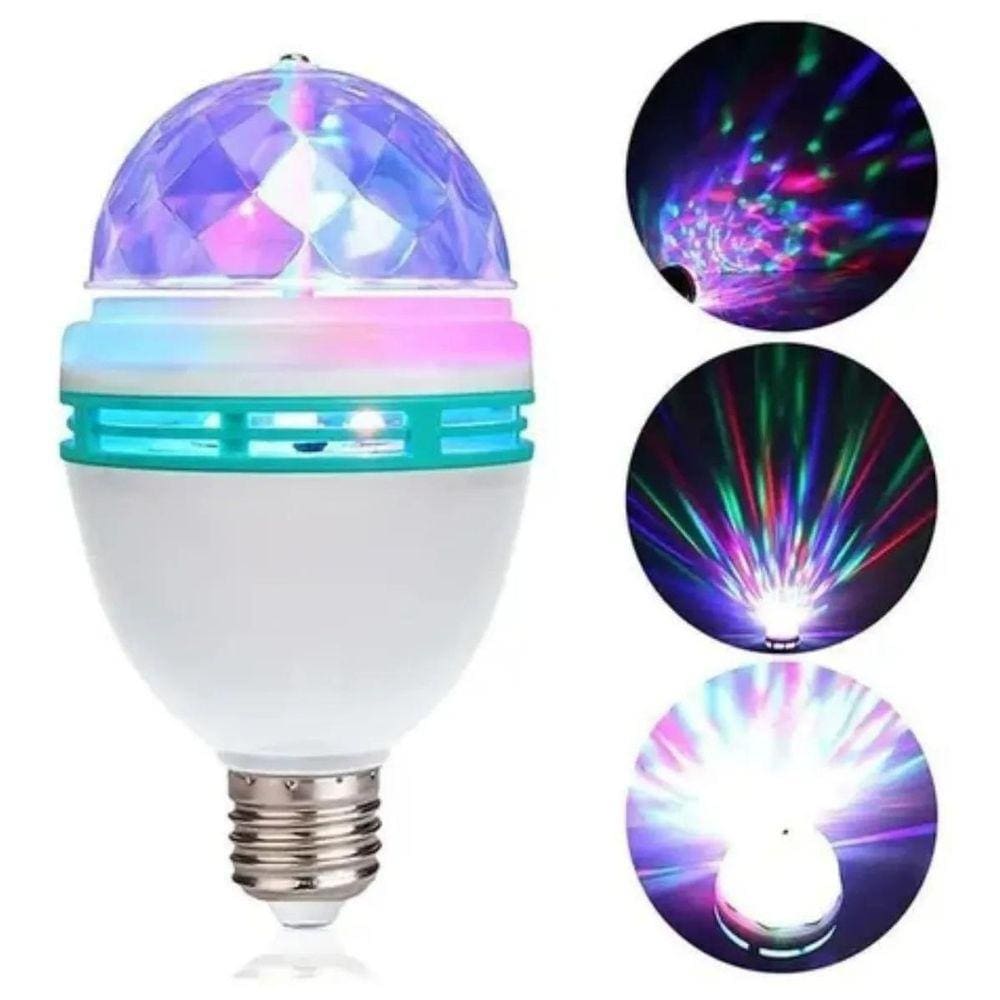 Lâmpada Led Globo Colorido Giratório Para Festa Discoteca Dj