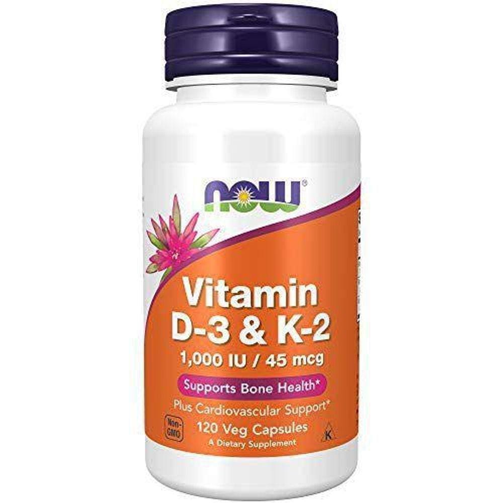 Vitamina D3 1,000 Iu & K2 45mcg, 120 Capsulas, Now